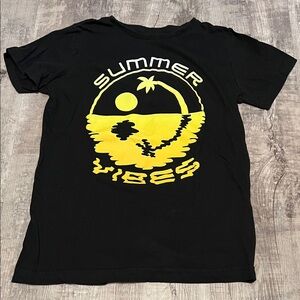 Black T-Shirt with Yellow Summer Vibes Graphic